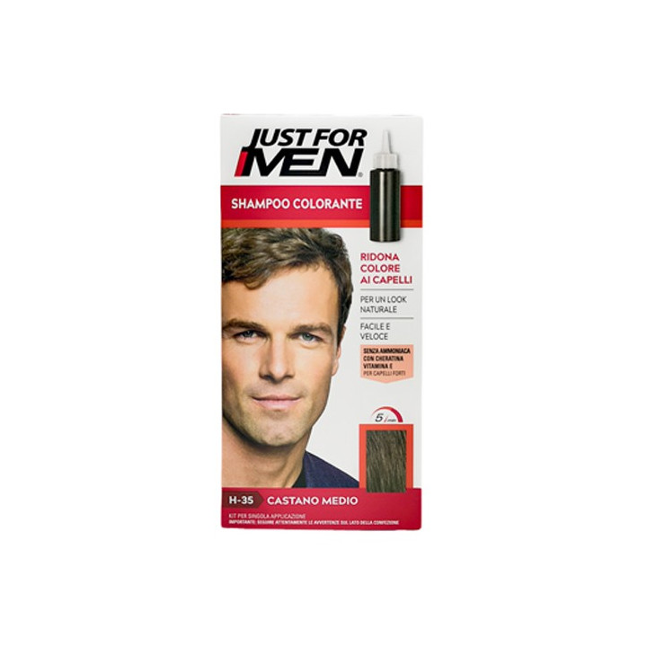 JUST FOR MEN SHAMPOO IN COLOR H 35 ΚΑΣΤΑΝΟ ΜΕΣΑΙΟ