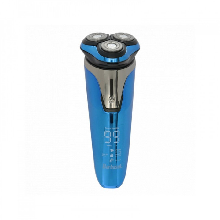 BARBASOL RECHARGEABLE WET AND DRY SHAVER WITH STAINLESS STEEL BLADES