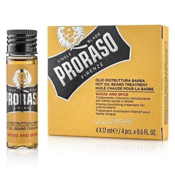 PRORASO HOT OIL BEARD TREATMENT WOOD & SPICE 4 X 17 ML