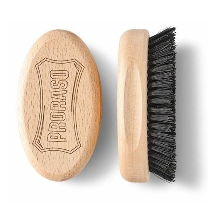PRORASO WOODEN BEARD BRUSH MILITARY STYLE 10.7 x 6.3cm