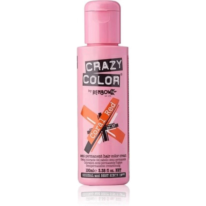 CRAZY COLOR SEMI PERMANENT HAIR DYE NO.57 CORAL RED 100 ML