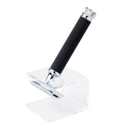 PEARL SHAVING STAND FOR SAFETY RAZOR THE CUBE IN CLEAR ACRYLIC
