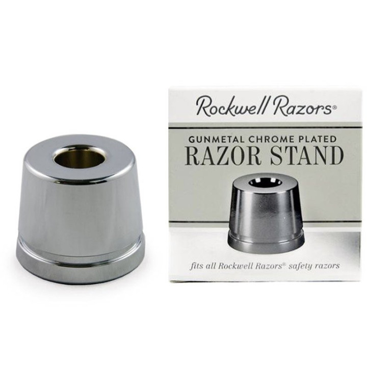 ROCKWELL BASE STAND STAINLESS STEEL FOR SAFETY RAZOR GUNMETAL