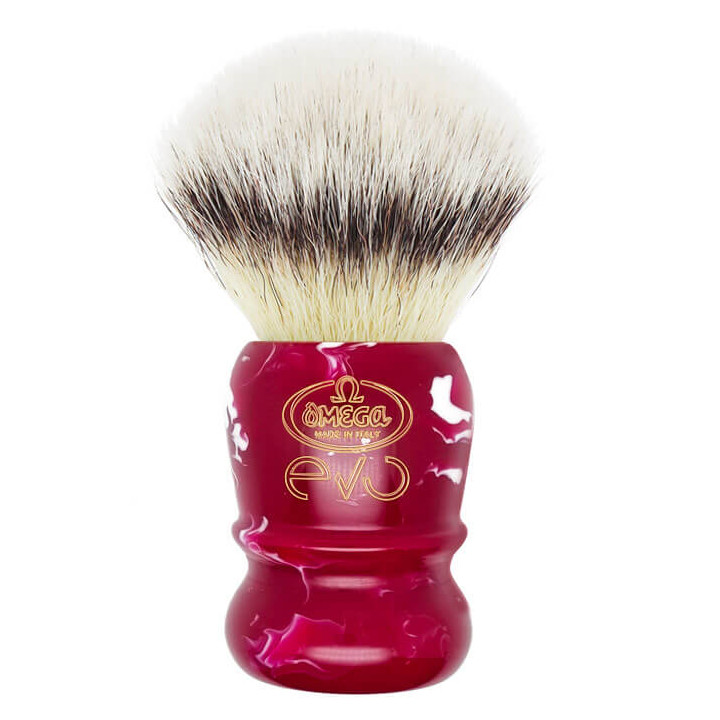 OMEGA SHAVING BRUSH EVO 2.0 SYNTHETIC CARDINAL RED