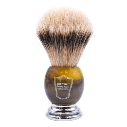 PARKER SHAVING BRUSH SILVERTIP BADGER FAUX HORN HANDLE