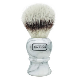 SIMPSON SHAVING BRUSH SYNTHETIC ISLINGTON TRAVEL FAUX ITALIAN MARBLE GREY L