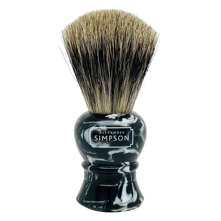 SIMPSON SHAVING BRUSH PURE BADGER ISLINGTON FAUX EBONY MARBLE S