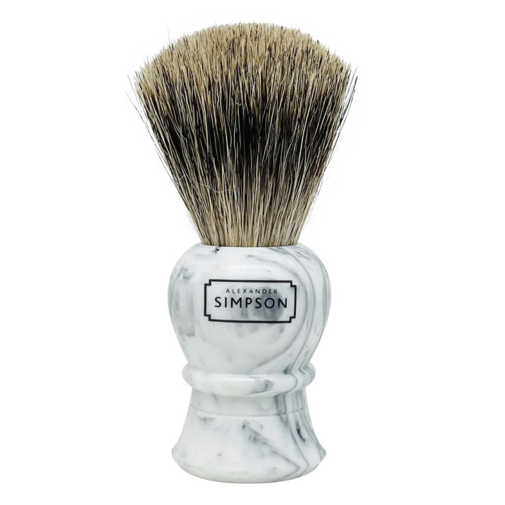 SIMPSON SHAVING BRUSH PURE BADGER ISLINGTON FAUX GREY ITALIAN MARBLE L