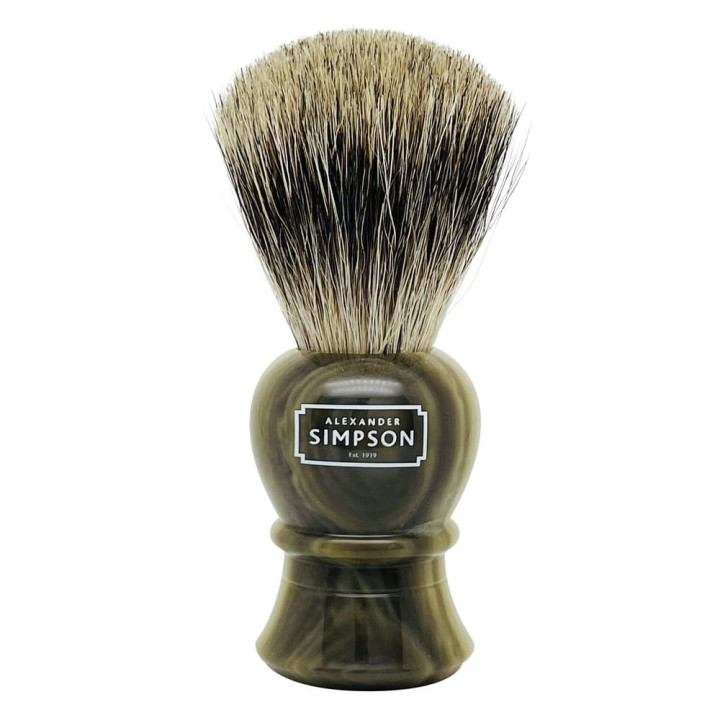 SIMPSON SHAVING BRUSH PURE BADGER ISLINGTON FAUX HORN L