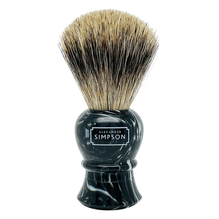 SIMPSON SHAVING BRUSH PURE BADGER ISLINGTON FAUX EBONY MARBLE L